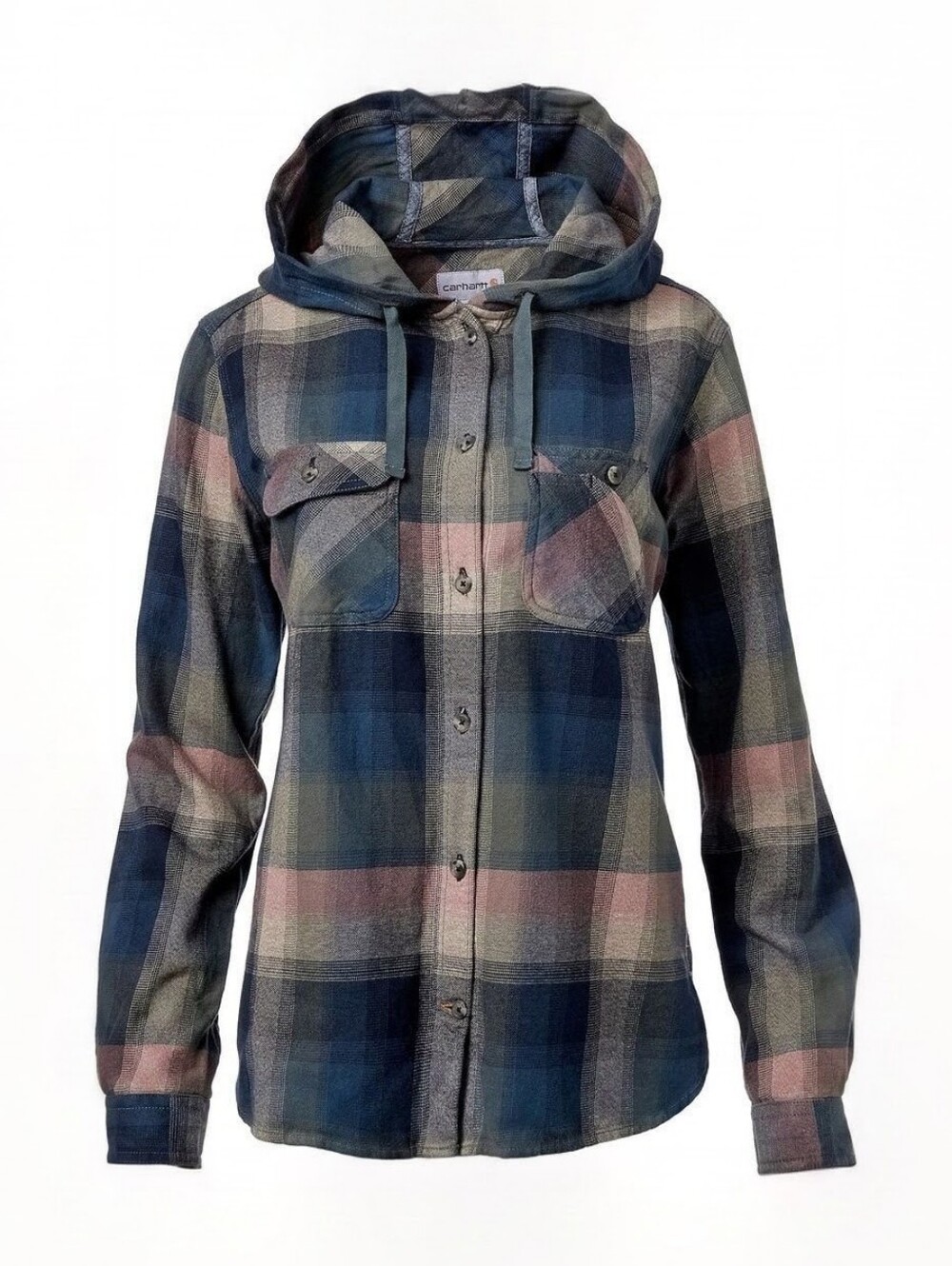 Carhartt Beartooth Hooded Flannel Shirt Elm Plaid Cotton Shacket Size M (8-10)